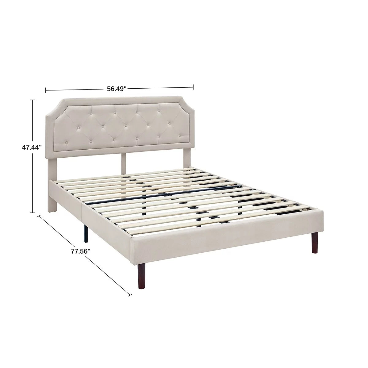 Tufted Upholstered Platform Bed Frame with Adjustable Height Headboard Full Z419571