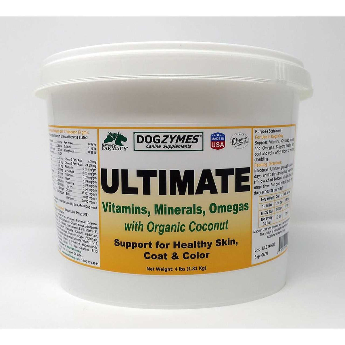Dogzymes Ultimate for Best Skin/Coat with Organic Coconut E917