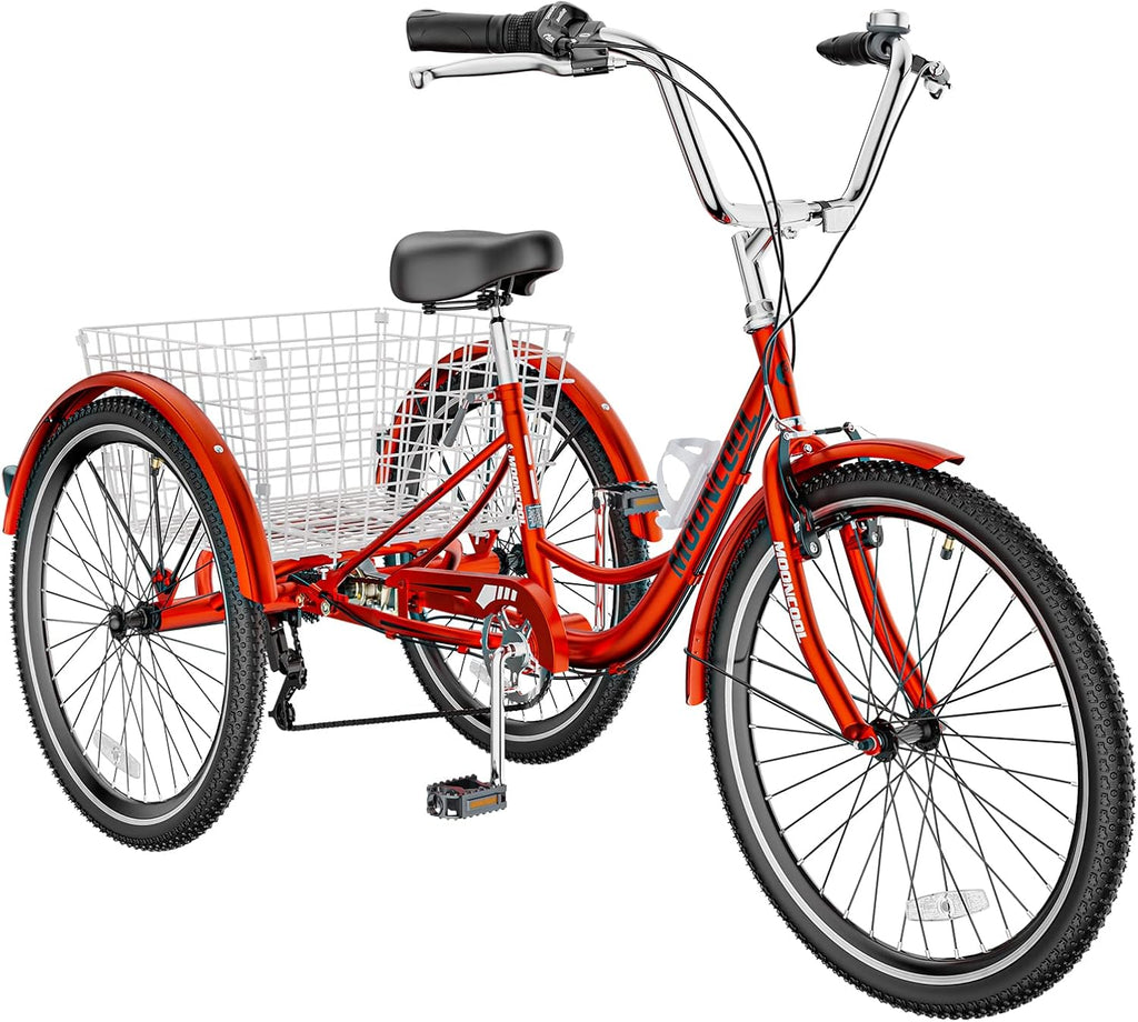 Red 7 Speed 3 Wheel Adult Tricycle with Basket F66353