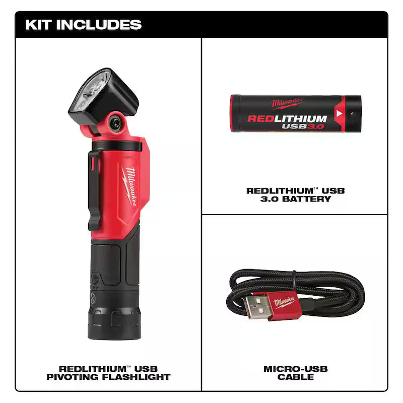 500 Lumens LED Pivoting USB Flashlight M9570