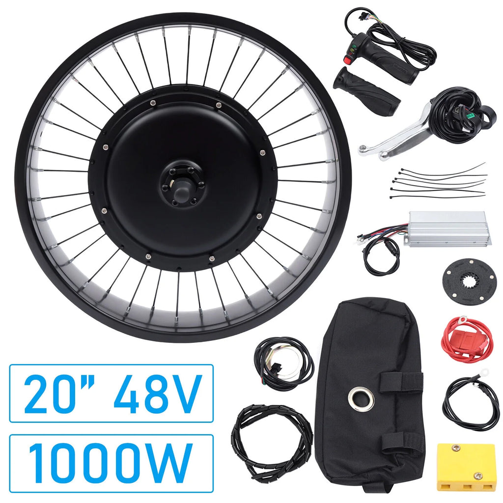 20" Electric Bicycle Front Wheel Conversion Kit Fat Tire 1000W 48V A98646