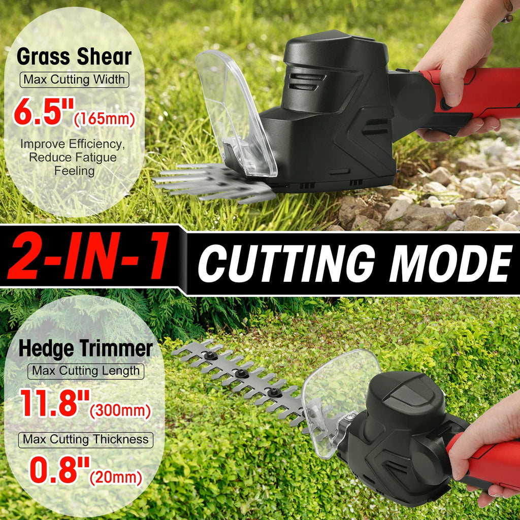 4-in-1 Telescoping Pole Hedge Trimmer Grass Shear Shrub Trimmer with 2.0 Ah Battery, 12V Red K3189