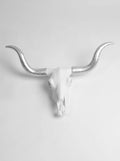 White Faux Longhorn Cattle Skull Decor P169