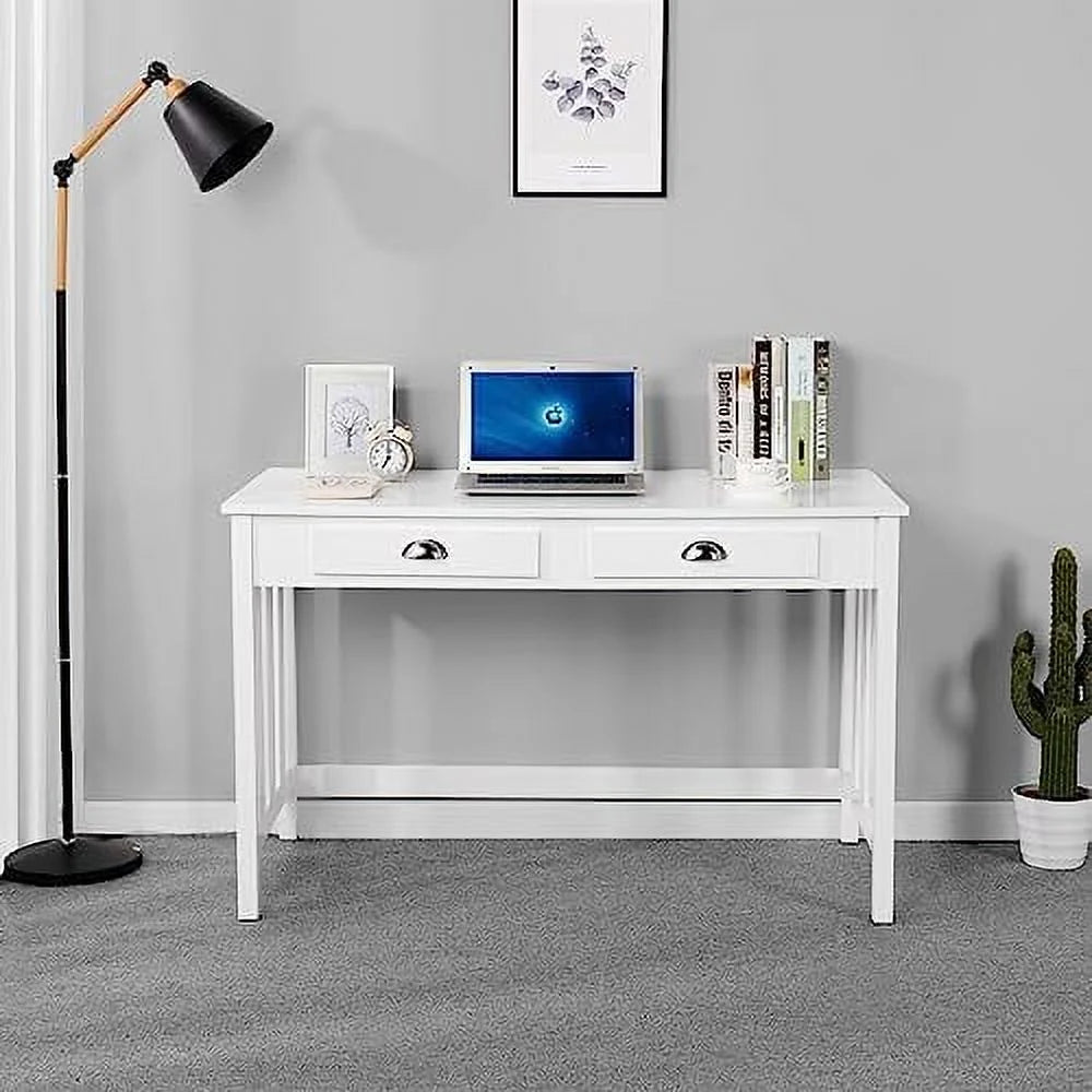 White Computer Desk with 4 Drawers G19376