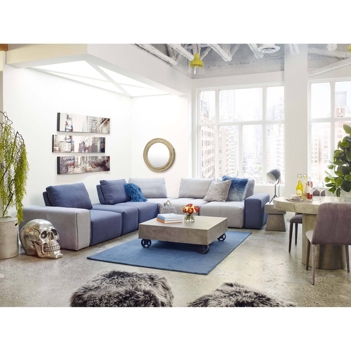 Black Snow Lamb Fur Pouf A218089