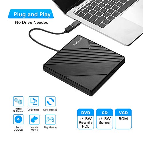 External DVD Drive USB 3.0 USB C CD/DVD +/-RW Optical Drive P881