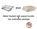 Metal Daybed Frame and Pop up Trundle with Mattresses, Twin O75693