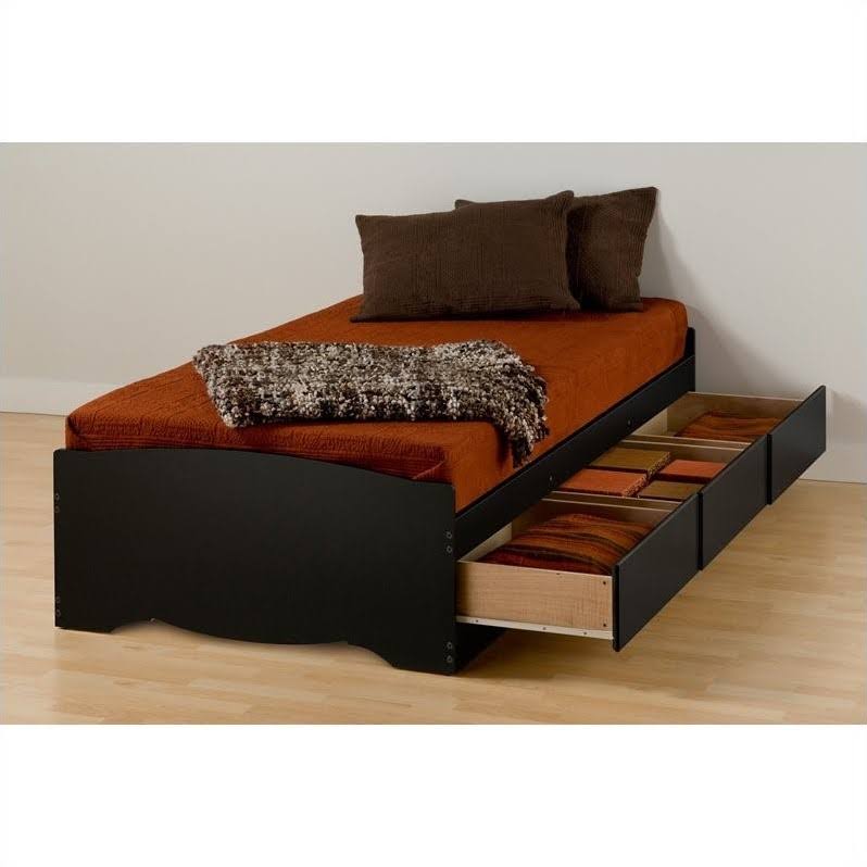 Black Twin XL Bookcase Platform Storage Bed G675171