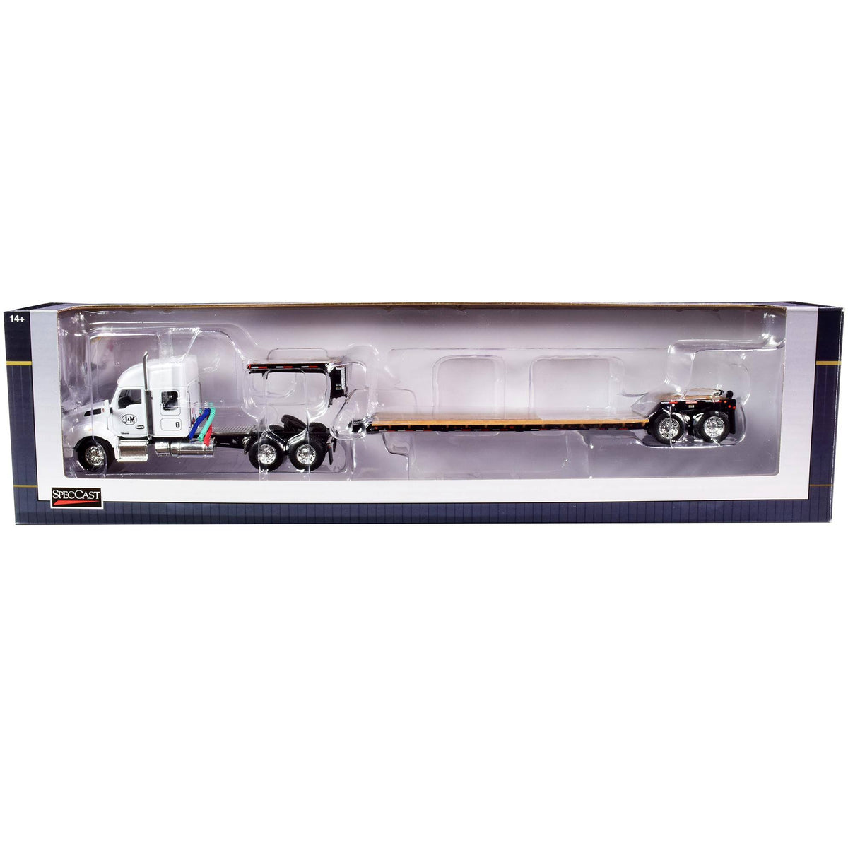 White Diecast Tractor Truck with Lowboy Trailer 1/64 Model Q967425