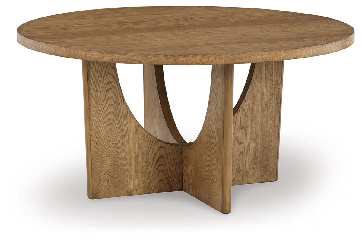Round Wood Dining Table in Natural Light Brown X13410