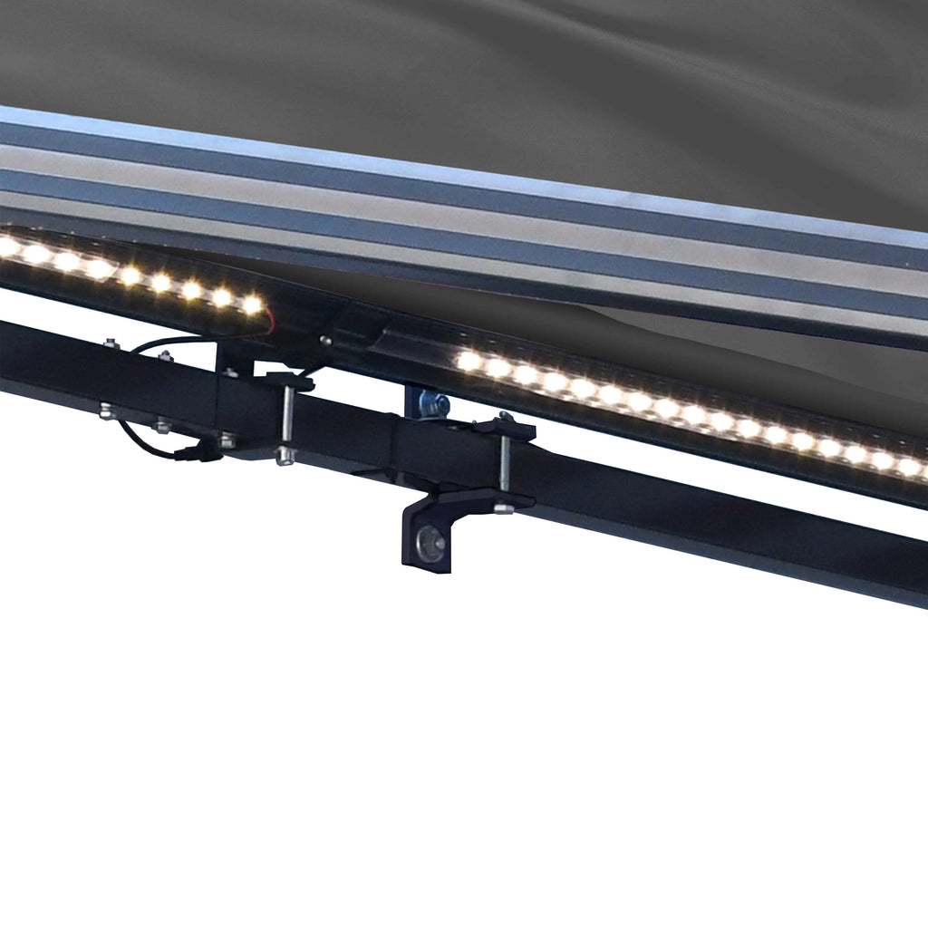 Gray LED Motorized Retractable Patio Awning E573991