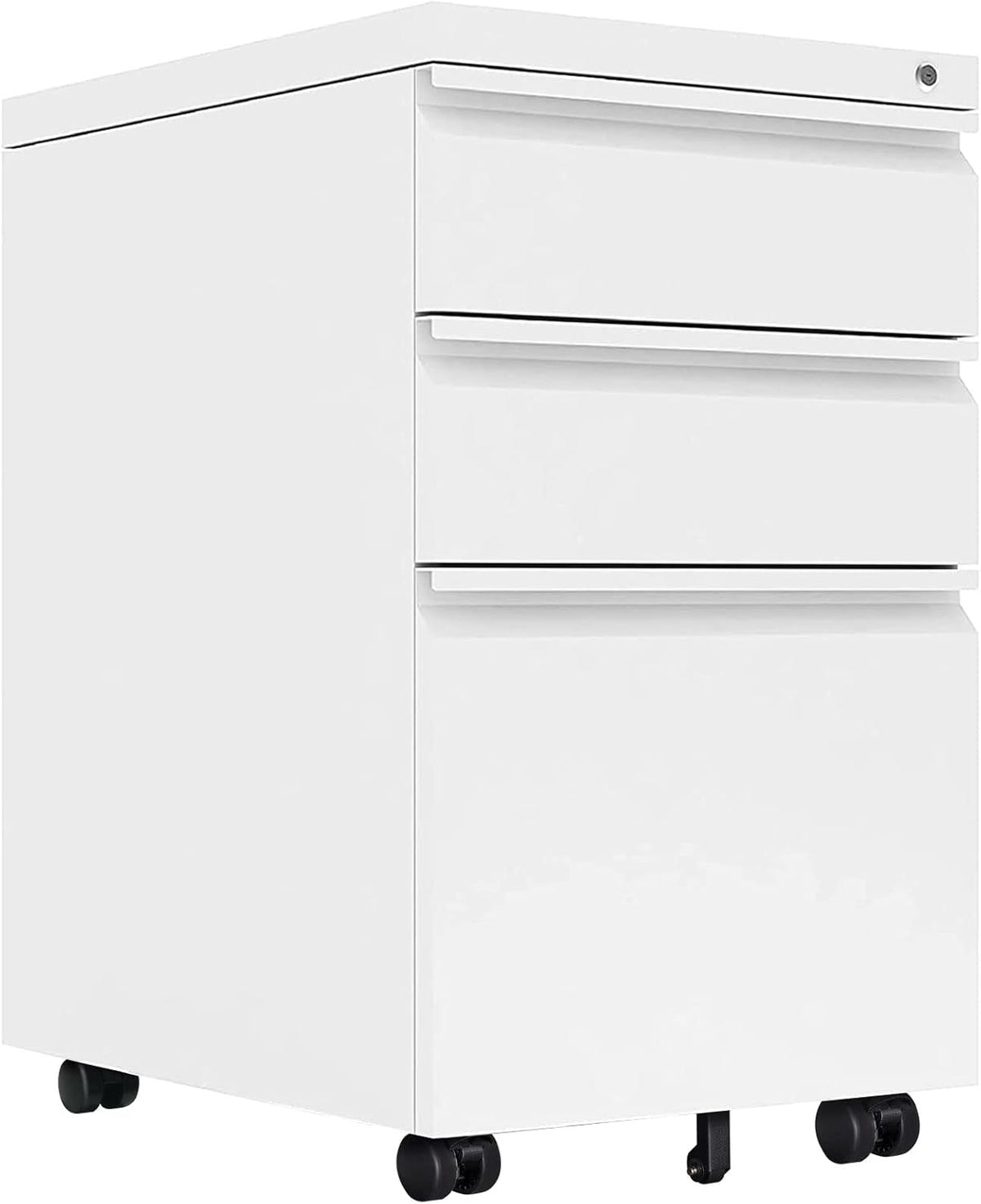 Black 3-Drawer Metal Mobile File Cabinet with Lock Q784146