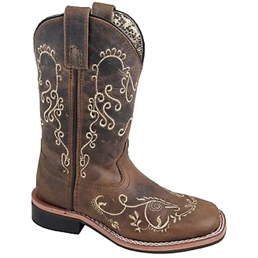 Brown Waxed Distress Girls Western Boots X64128
