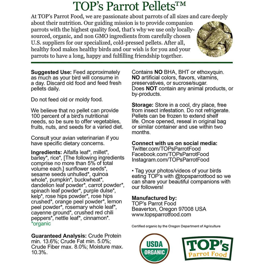 Organic Small Pellets Parrot Food D7021