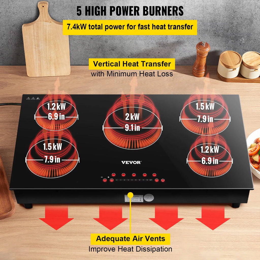 5 Burners 35 Inch Electric Induction Cooktop S78915