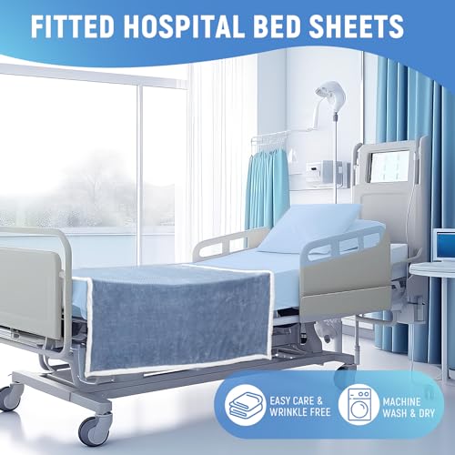 4 Pcs Hospital Bed Sheets Set, Soft Knitted Standard Sheets, Blue P312562