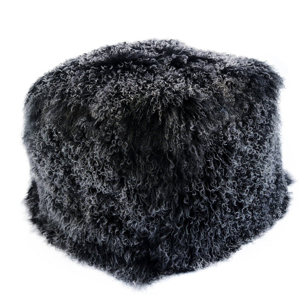 Black Snow Lamb Fur Pouf A218089