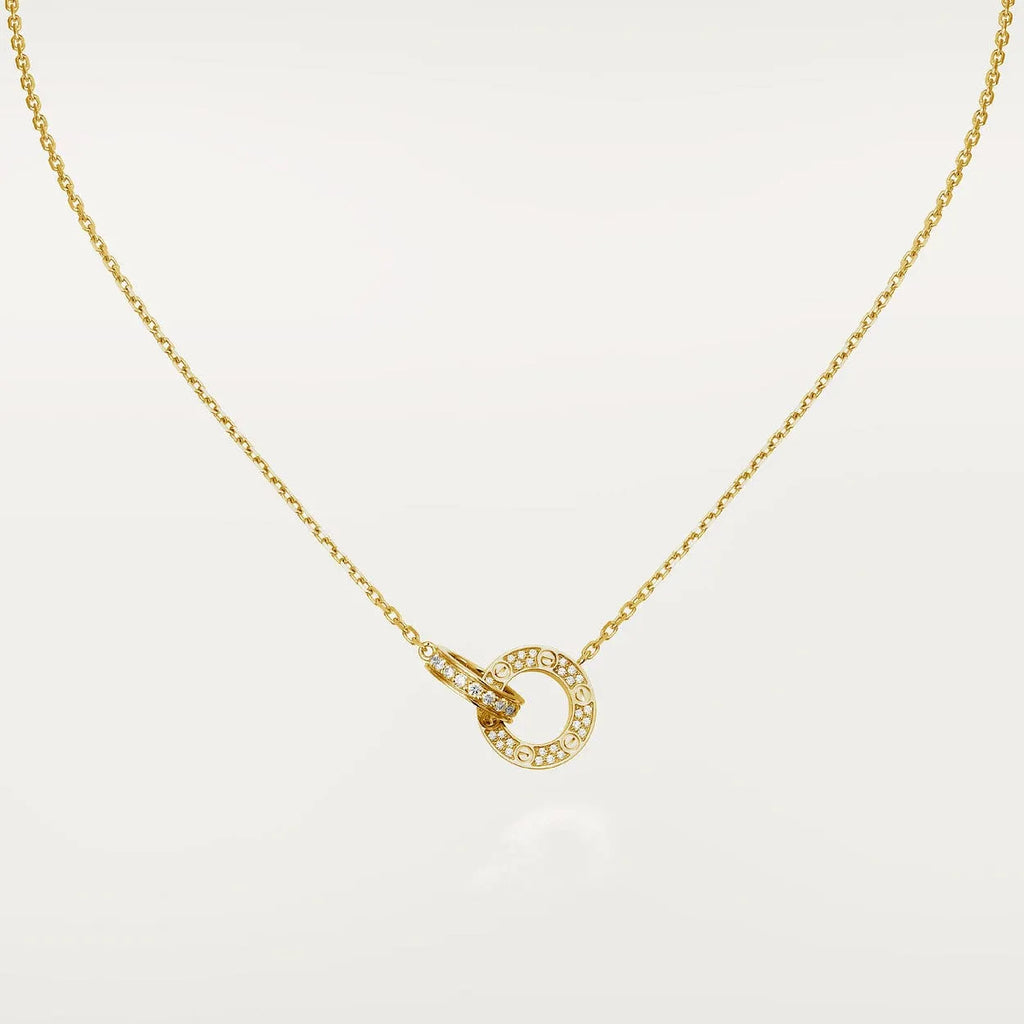 Love Necklace Interlocking Circles Necklace With Diamond Paved G6973