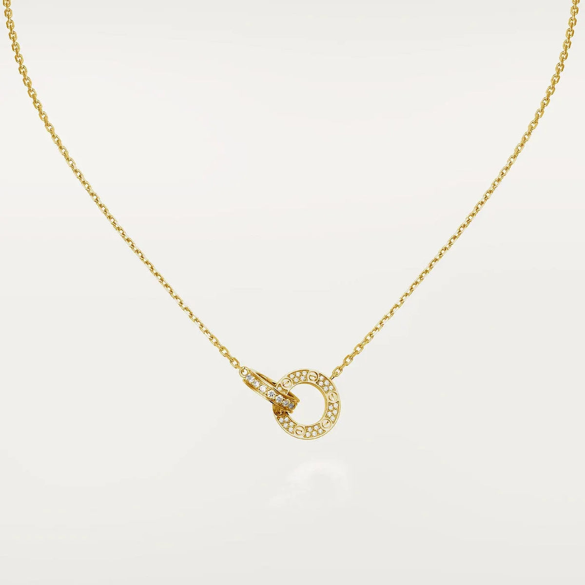 Love Necklace Interlocking Circles Necklace With Diamond Paved G6973
