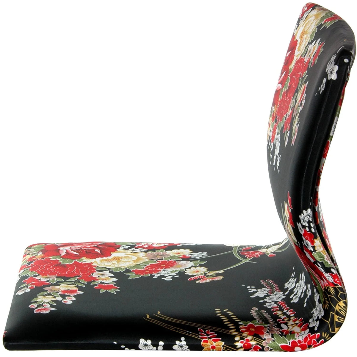 Black & Red Hibiscus Meditation Backrest Chair O8761
