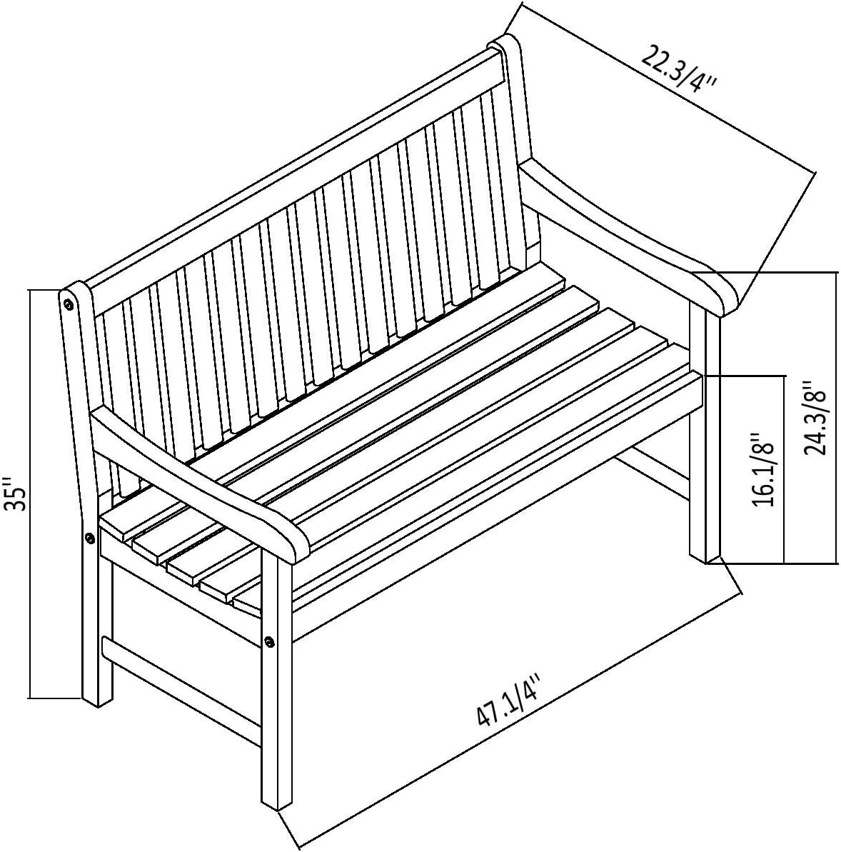 Light Brown Eucalyptus Wood Patio Bench T88568