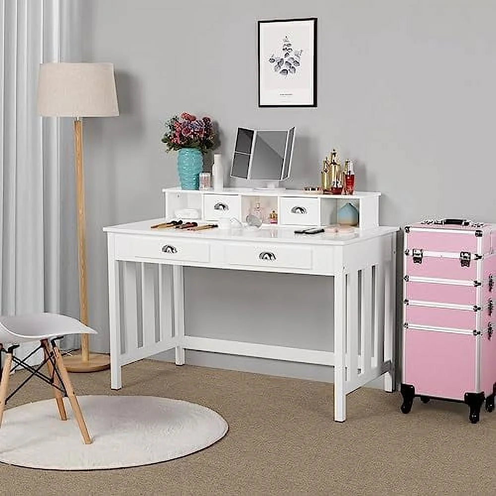 White Computer Desk with 4 Drawers G19376