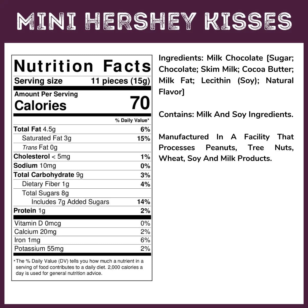 Mini Unwrapped Hershey Kisses 5 Lb Case P7256