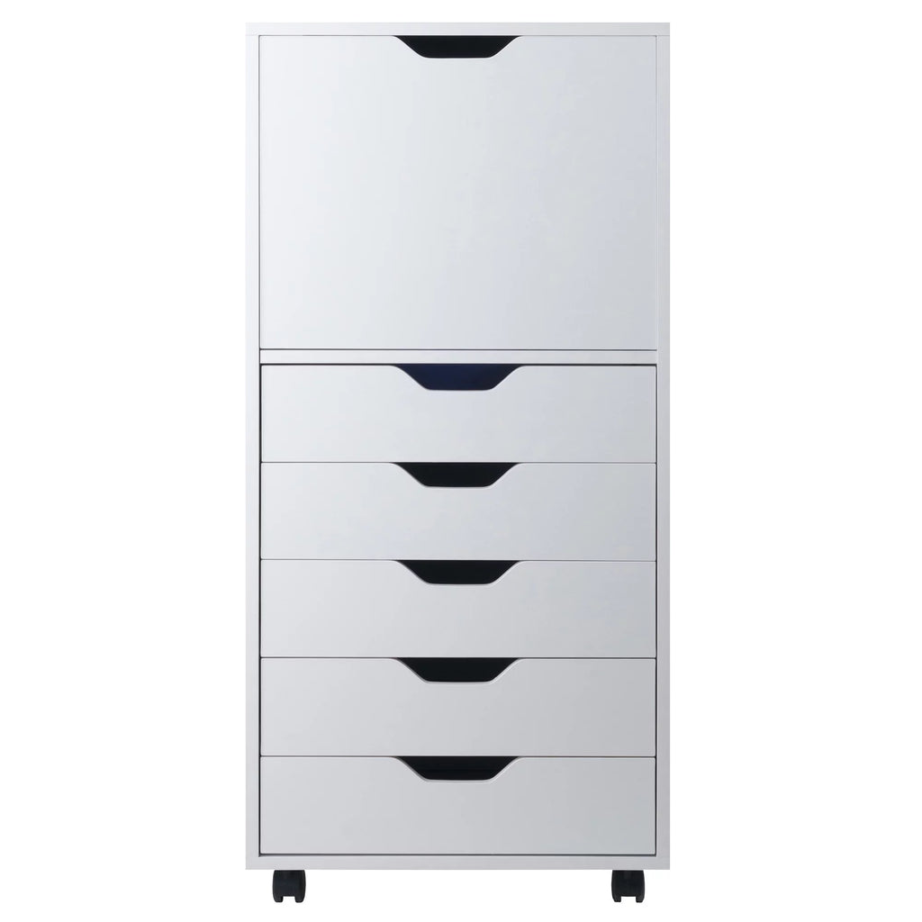 White 5 Drawer Rolling Wood Dresser X86888