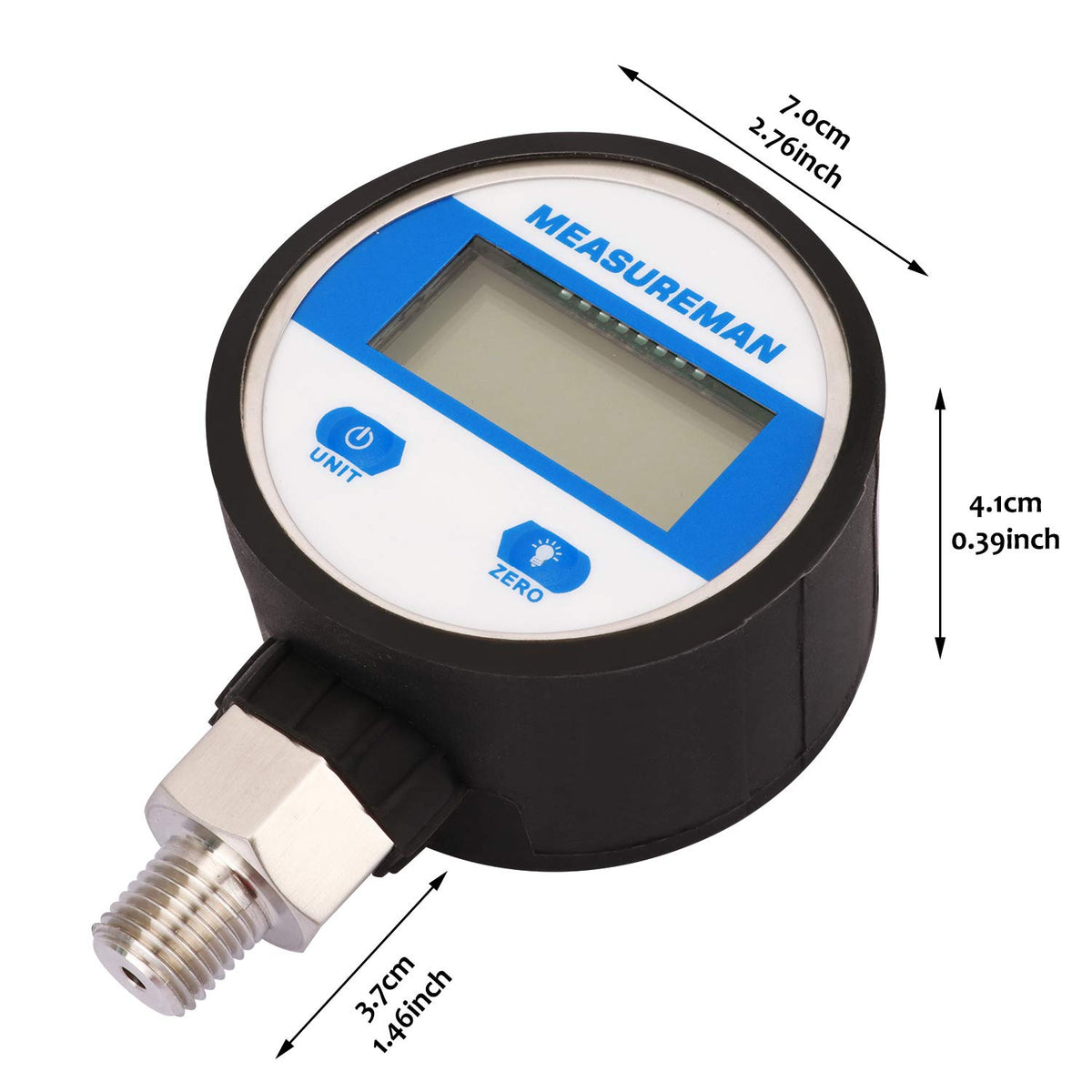 Digital Industrial Vacuum Gauge with 1/4NPT Lower Mount J455