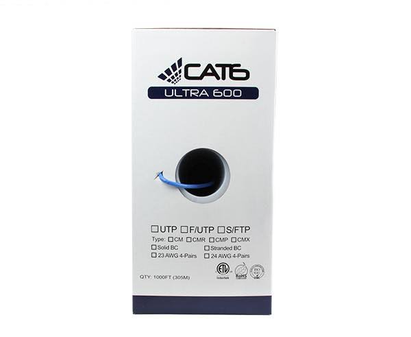 Cat6 UTP Bulk Ethernet Cable, Solid Copper, 23 AWG 1000ft, Gray S9099