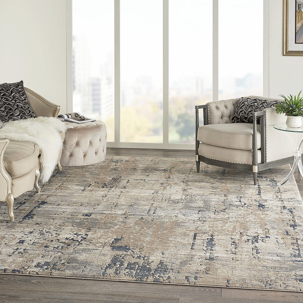 Beige/Grey 10' x 14' Abstract Distressed Area Rug M4752