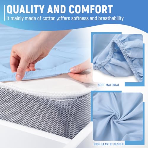 4 Pcs Hospital Bed Sheets Set, Soft Knitted Standard Sheets, Blue P312562