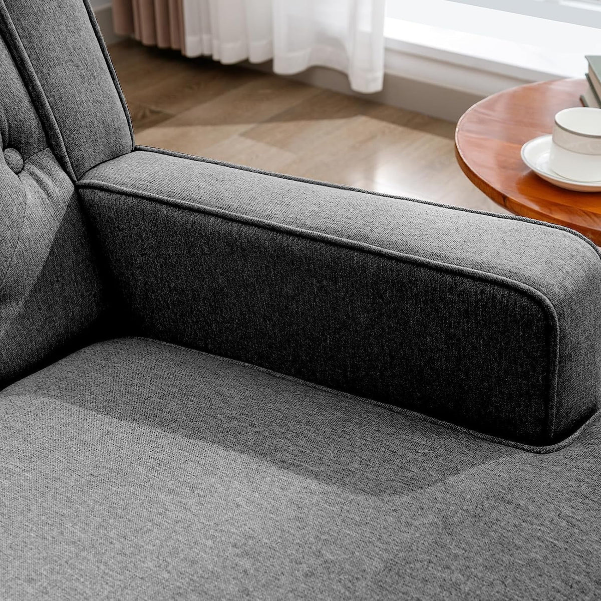 Dark Grey Upholstered Rocking Chair with Side Pocket A489151