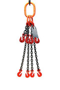 3/8" x 5' Quad Leg Chain Sling with Grab Hook and Adjusters Z6691