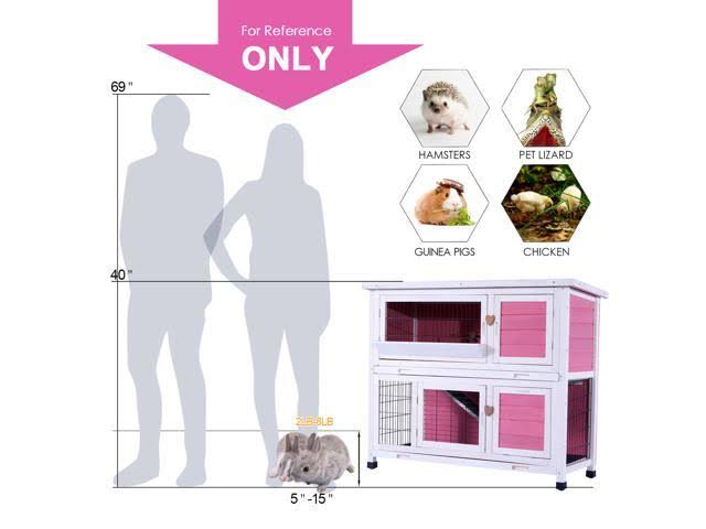 40x22 Wooden Rabbit Hutch Pet Cage Pink A59009