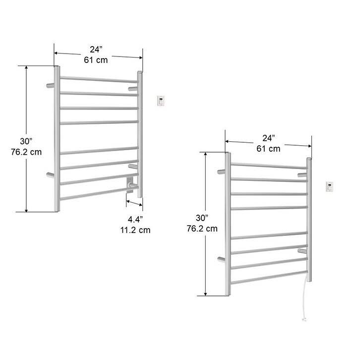 Dual 8-Bar Hardwired and Plug-In Towel Warmer in Brushed Stainless Steel B358449