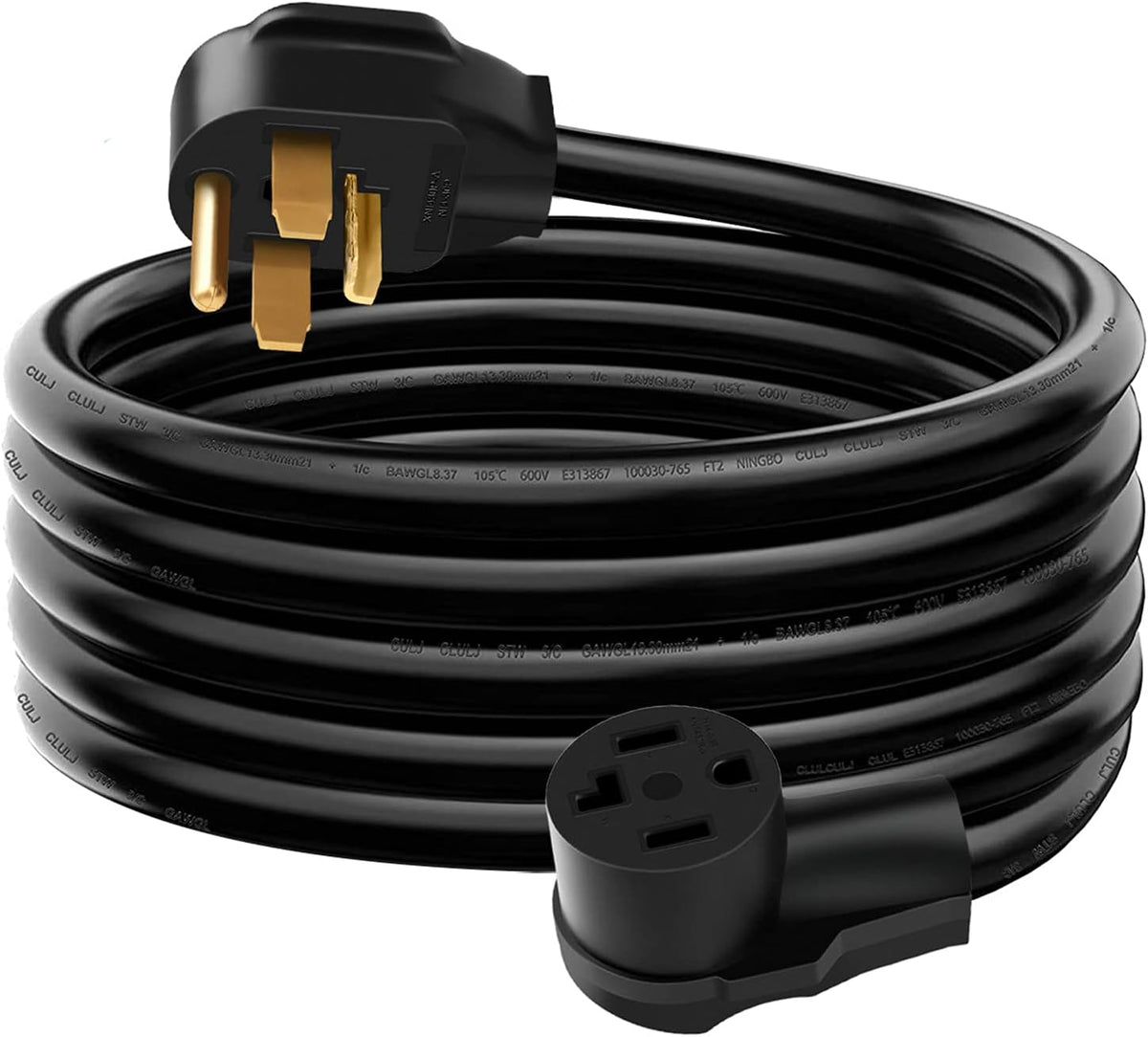 10 FT 4 Prong 30Amp 14-30P to 14-30R Extension Cord, 10 Gauge, Black, Pack of 2 F4950