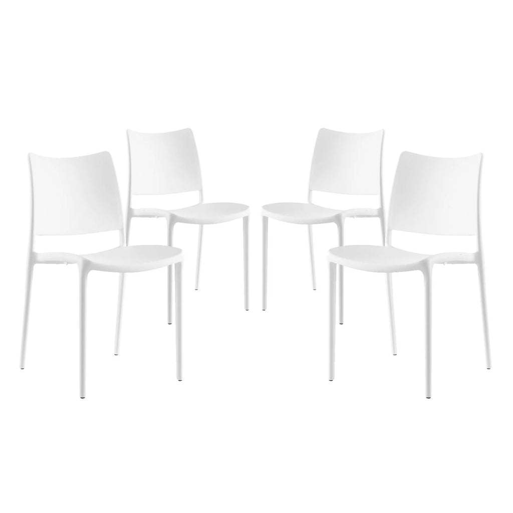 White Plastic Dining Chair Set of 4 S737