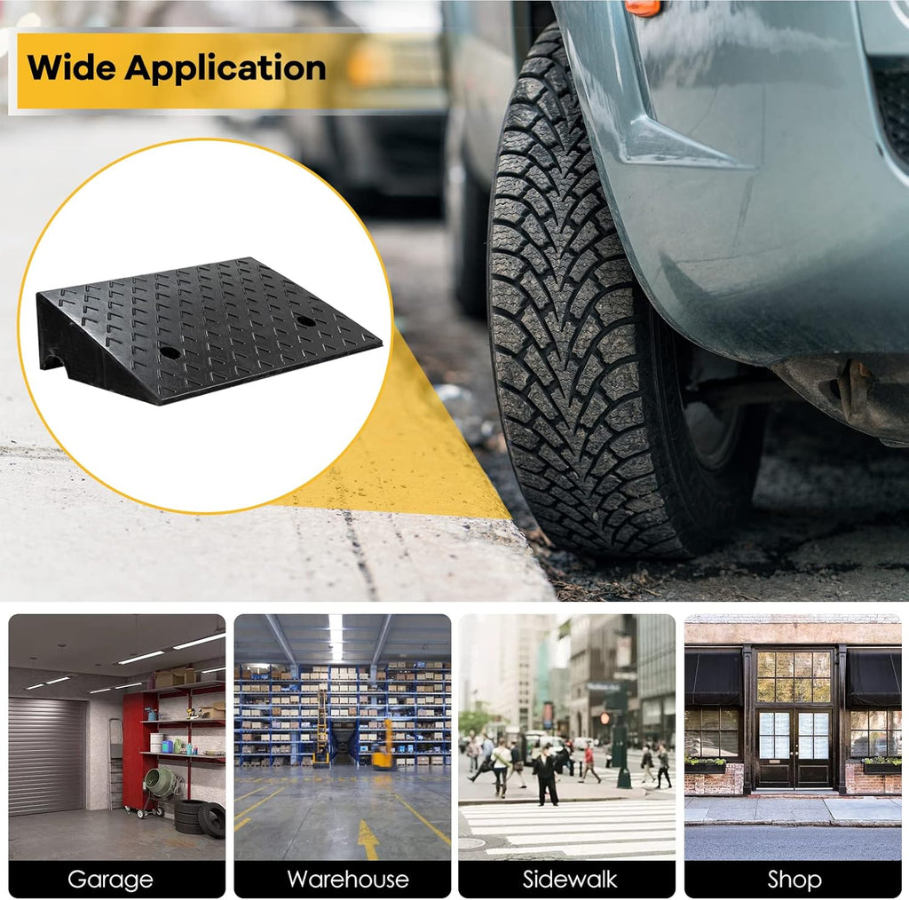 5” Rubber Curb Ramps 2PCS, Heavy Duty 22° Driveway Ramps with 4 Expansion Bolts & Predrilled Holes, Anti-Slip Surface, 6,800 lbs Load Capacity Pack of 2 V878