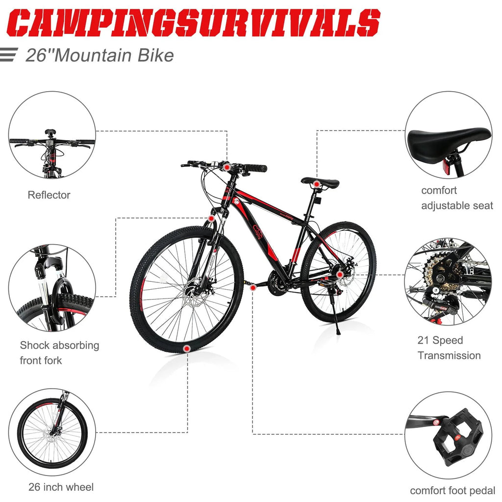 Folding 21 Speed 26 Wheel Steel Frame Mountain Bike O6237