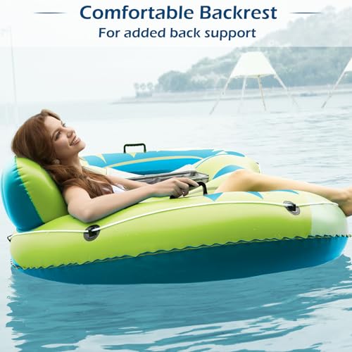 2 Person Inflatable River Tube Float with Cooler Q3844