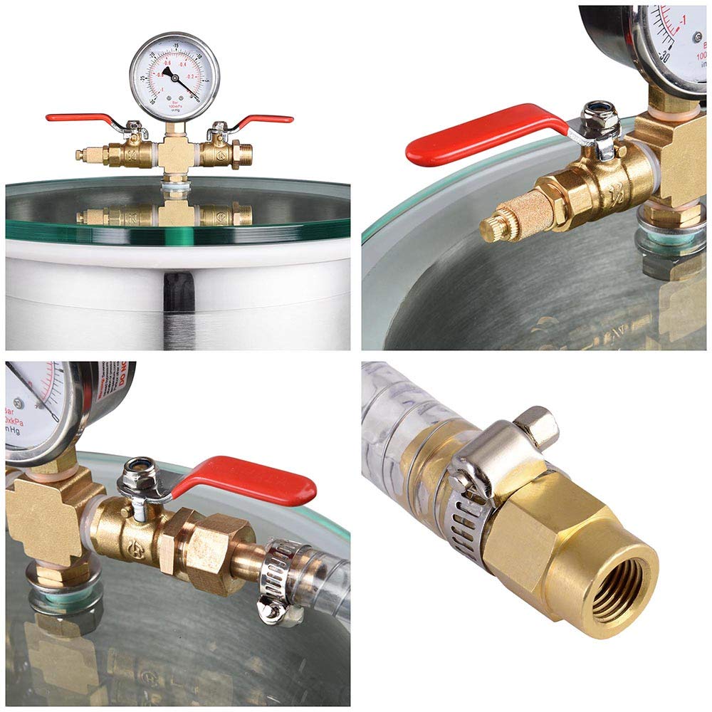 5 Gallon Stainless Steel Vacuum Chamber with Tempered Glass Lid L21879