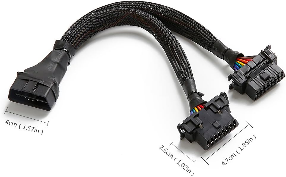 OBD2 16 Pin Splitter Extension Cable Adapter 1FT 10 Pack F54526