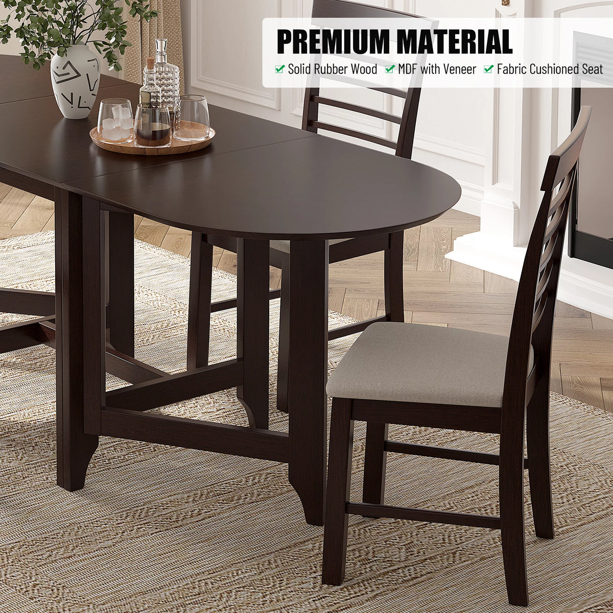 Retro Drop-Leaf Table with 4 Upholstered Dining Chairs B355