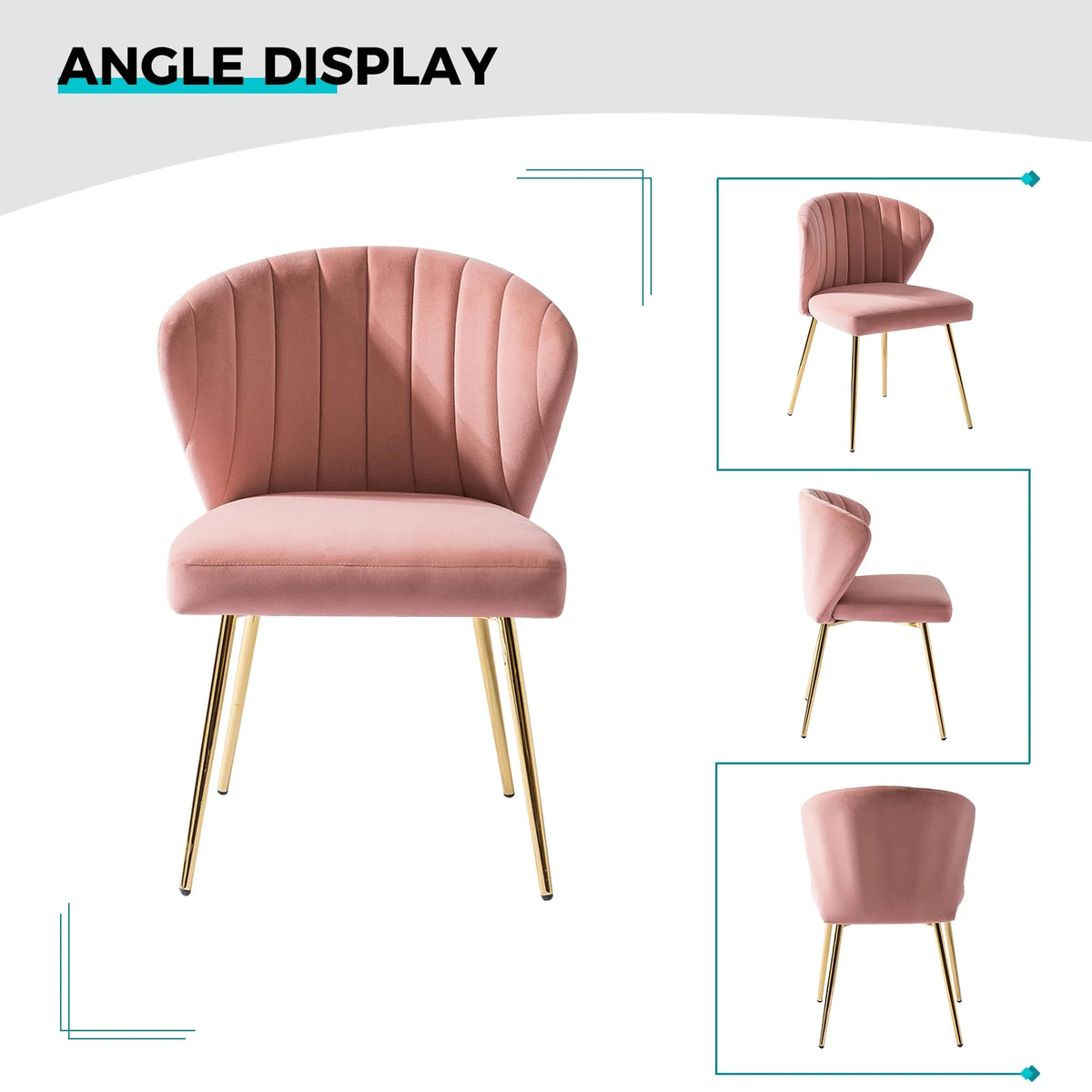 Pink Velvet Upholstered Accent Chair with Gold Metal Legs U794264