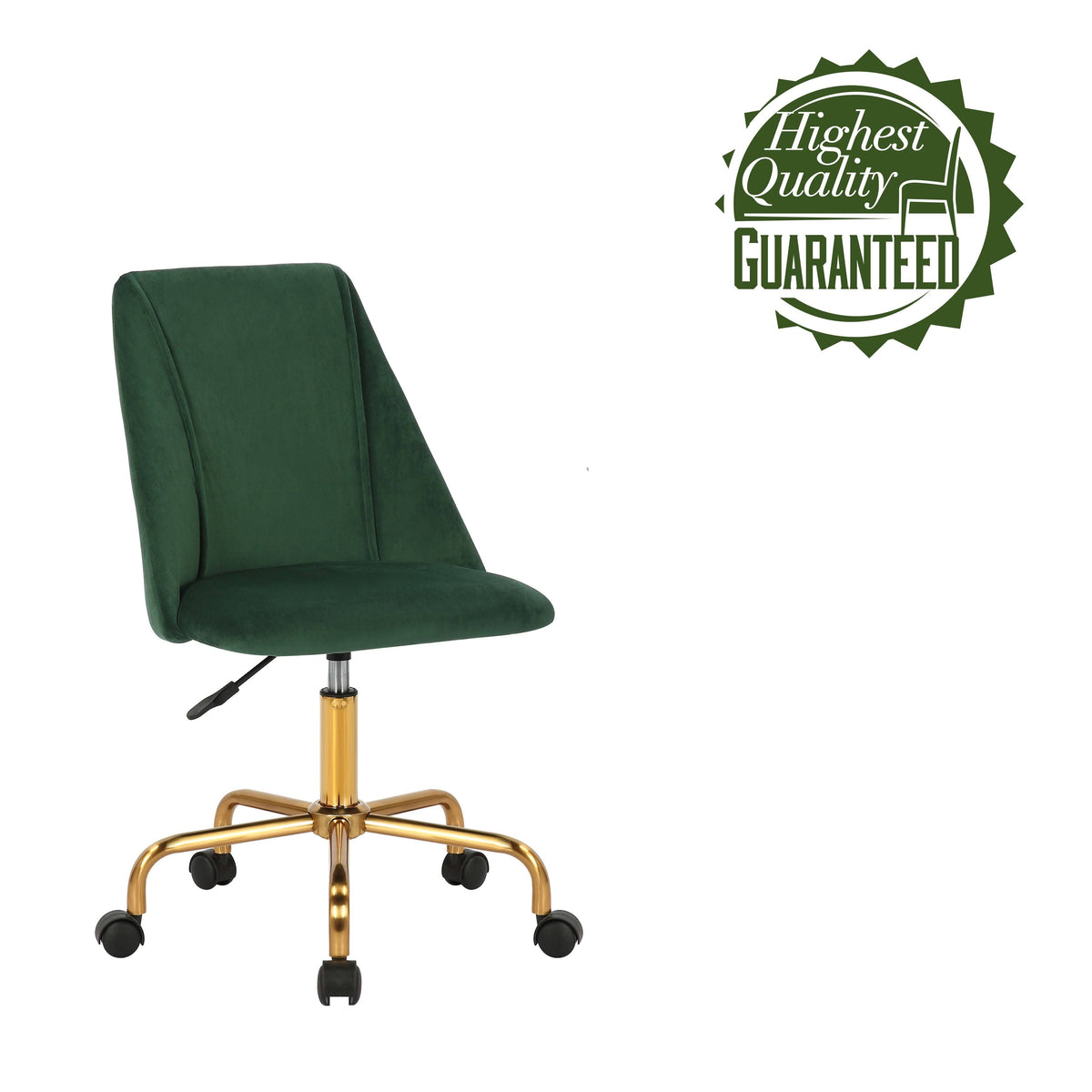 Aqua Velvet Armless Office Chair with Gold Metal Legs Z251354
