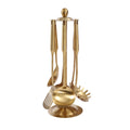 7 Pc Gold Kitchen Cooking Utensil Set with Stand P221742