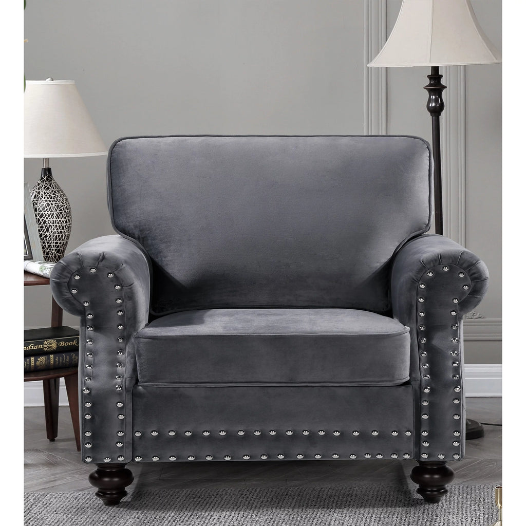 Grey Velvet Chair R379