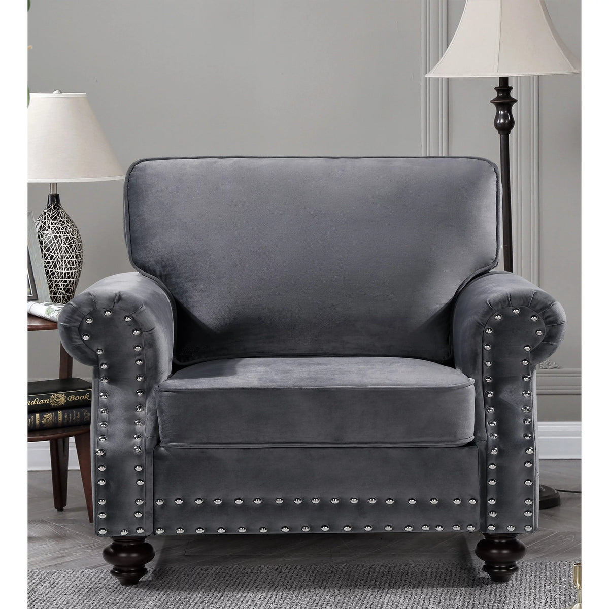 Grey Velvet Chair R379