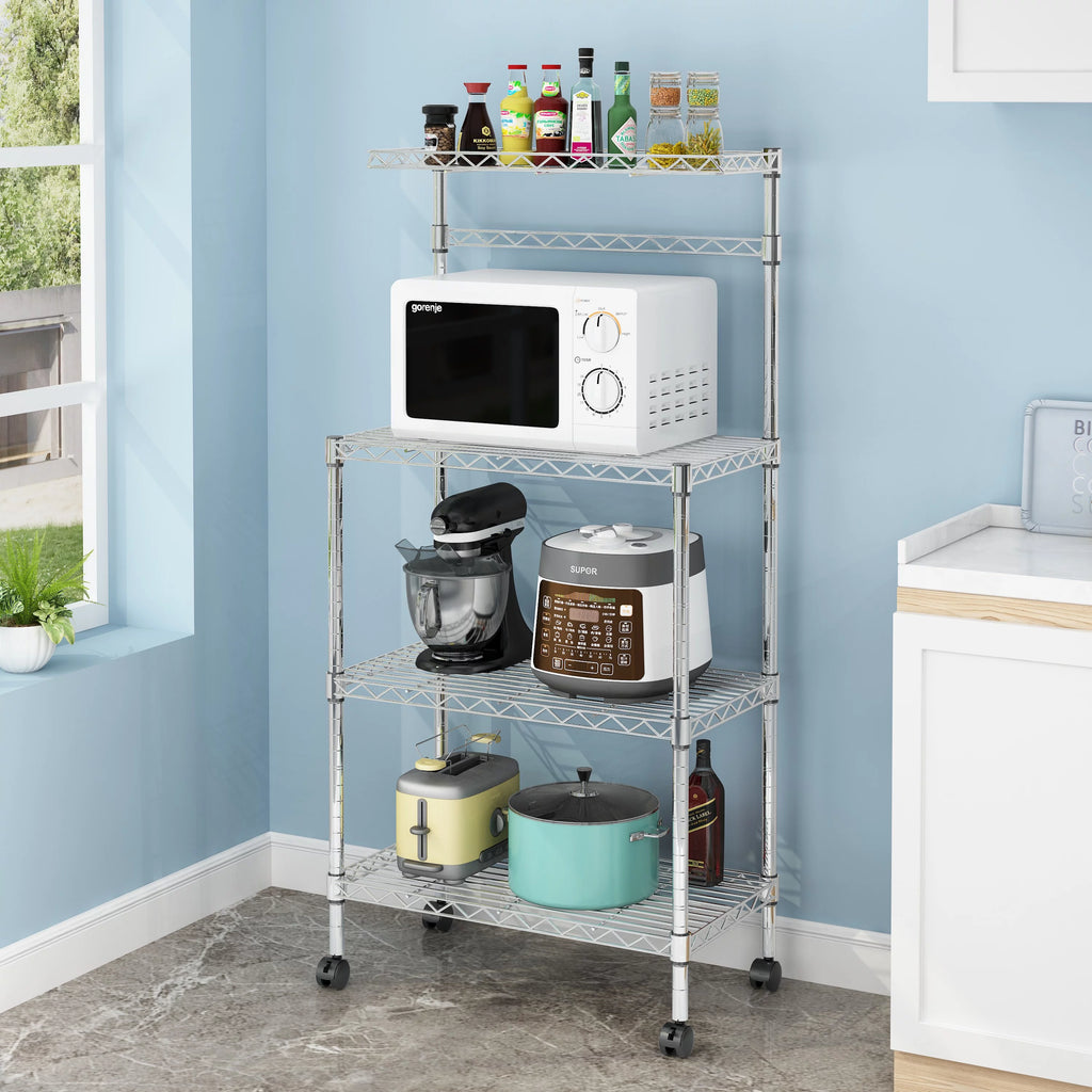 4-Tier Rolling Kitchen Baker's Rack with Storage Shelves X62925